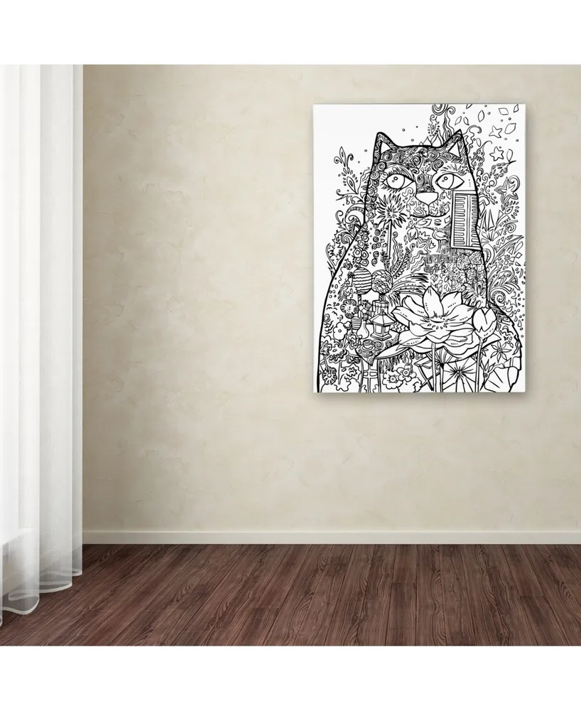 Oxana Ziaka 'Lotus Cat 2' Canvas Art - 19" x 14" x 2"