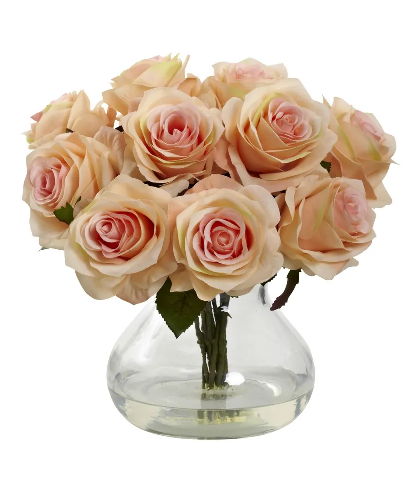 Nearly Natural Rose Arrangement w/Vase