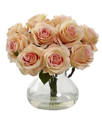 Nearly Natural Rose Arrangement w/Vase