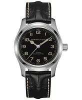 Hamilton Men's Swiss Automatic Khaki Field Murph Black Leather Strap Watch 42mm