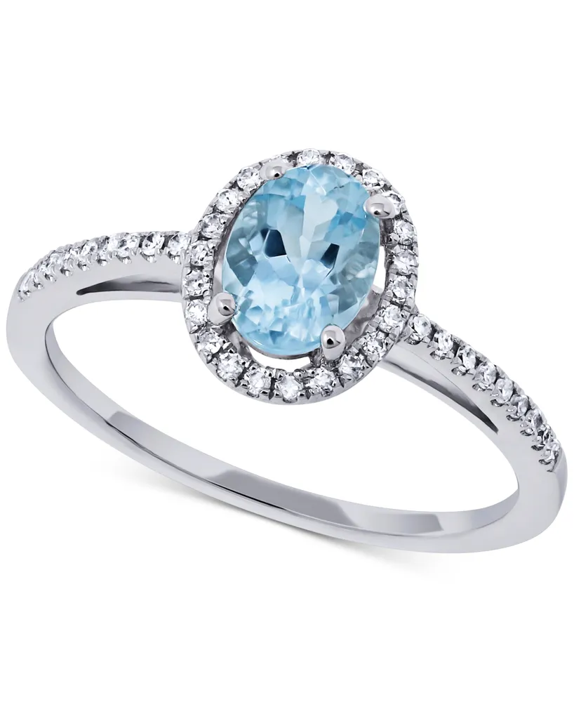 Aquamarine (5/8 ct. t.w.) & Diamond (1/6 Ring 14k White Gold