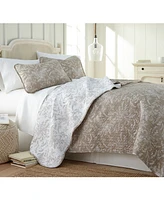 Southshore Fine Linens Lightweight Reversible Floral Quilt and Sham Set, King/California King