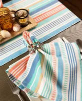 Seashore Stripe Fringed Table Runner 13" X 72"