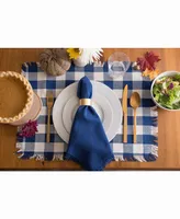 Navy Heavyweight Check Fringed Placemat Set of 6