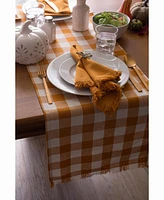 Pumpkin Spice Heavyweight Check Fringed Table Runner 14" X 108"