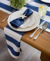 Nautical Blue Cabana Stripe Outdoor Table Runner 14" X 108"