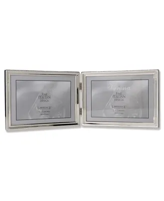 Lawrence Frames Polished Silver Plate Hinged Double Horizontal - Bead Border Design - 5" x 7"