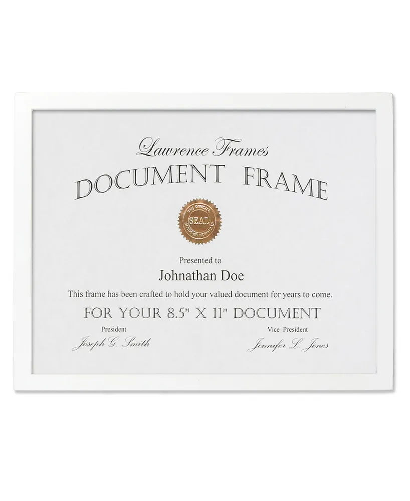 Lawrence Frames White Wood Certificate Picture Frame - Gallery Collection - 8.5" x 11"