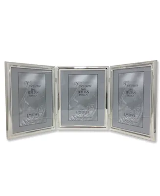 Lawrence Frames 510780T Silver Plated Double Bead Hinged Triple Picture Frame - 8" x 10"