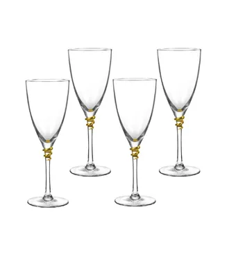 Qualia Glass Helix Gold Wine Glasses, Set Of 4