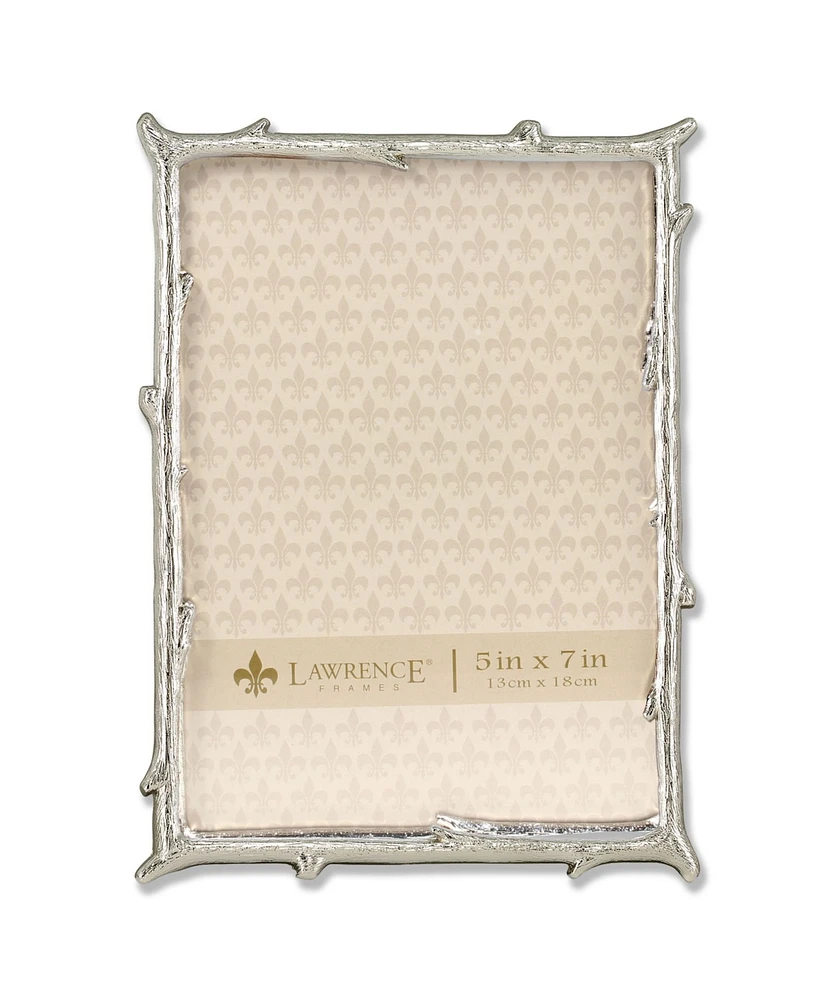 Lawrence Frames Silver Metal Picture Frame with Natural Branch Design - 5" x 7"