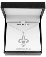 Diamond Fleur-de-Lis 18" Pendant Necklace (1/10 ct. t.w.) in Sterling Silver