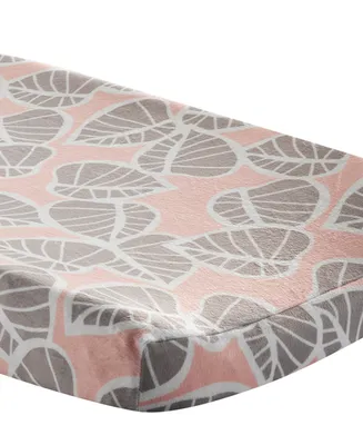 Lambs & Ivy Calypso Pink/Taupe Leaf Print Baby Changing Pad Cover