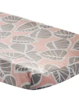 Lambs & Ivy Calypso Pink/Taupe Leaf Print Baby Changing Pad Cover