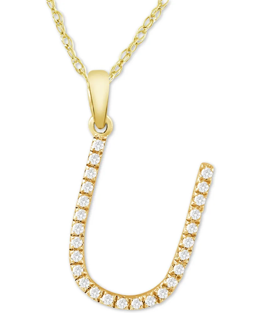 Diamond (1/10 ct. t.w.) Initial Pendant Necklace in 10k Gold, 16" + 2" extender