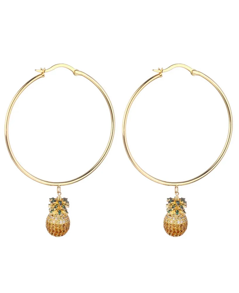 Noir Cubic Zirconia Pineapple Extra Large Hoop Earrings