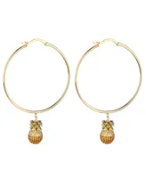 Noir Cubic Zirconia Pineapple Extra Large Hoop Earrings