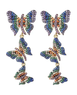 Noir Multi-Colored Cubic Zirconia Butterfly Statement Earring