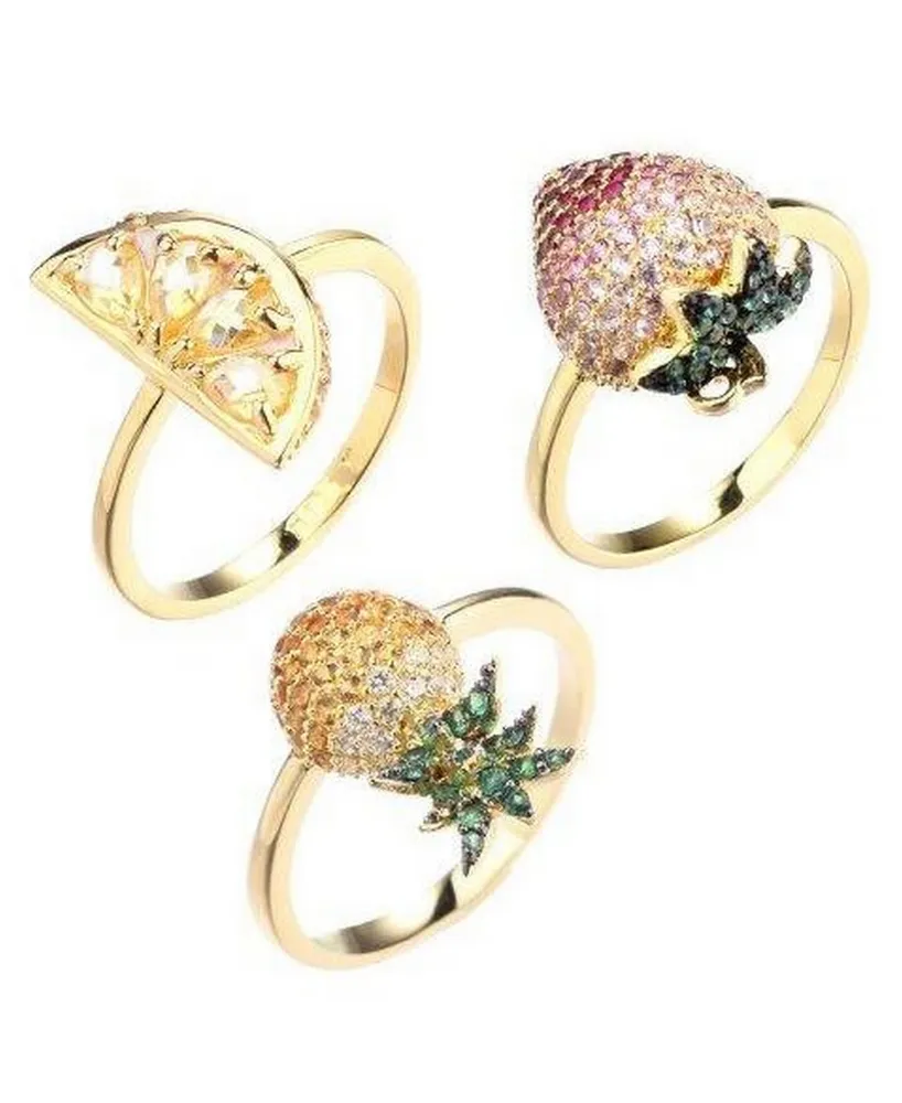 Noir Stackable Cubic Zirconia Fruit Ring Set