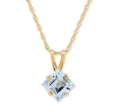 Gemstone 18" Pendant Necklace 14k Gold