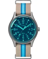 Timex MK1 Aluminum California 40mm Tan with Blue Stripe Fabric Strap Watch