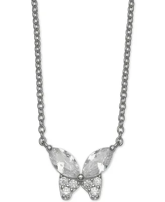 Giani Bernini Cubic Zirconia Butterfly 18" Pendant Necklace in Sterling Silver, Created for Macy's