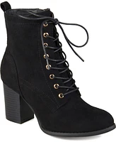 Journee Collection Women's Baylor Lace Up Stacked Heel Booties