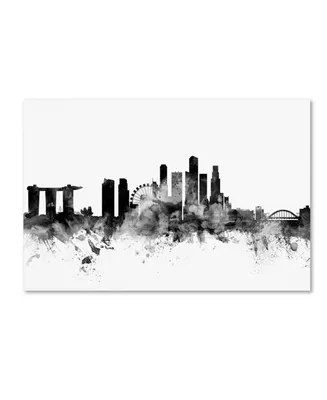 Michael Tompsett 'Singapore Skyline B&W' Canvas Art - 12" x 19"