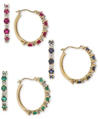 Gemstone Diamond Accent Hoop Earring Collection
