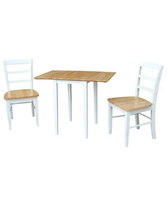 International Concepts Small Dual Drop Leaf Table With 2 Madrid Ladderback Chairs
