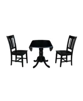 International Concepts 42" Dual Drop Leaf Table With 2 San Remo Chairs