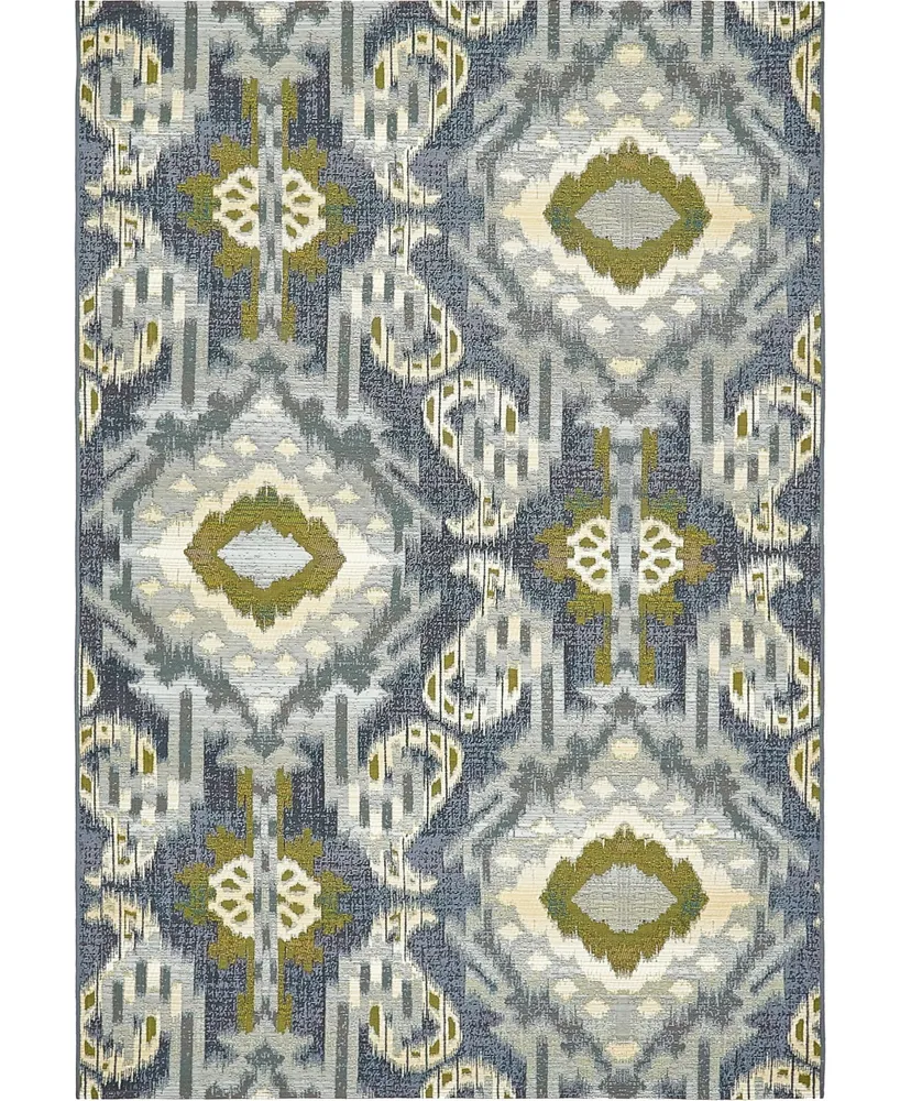 Bayshore Home Outdoor Pashio Pas8 Blue 5' 3" x 8' Area Rug