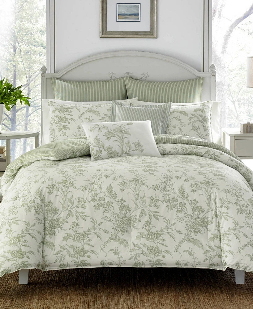 Laura Ashley Natalie Cotton Reversible 2-Pc. Duvet Cover Set, Twin