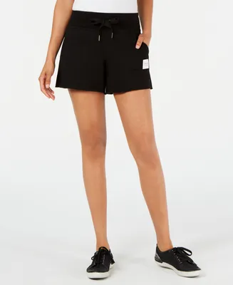 Calvin Klein Performance Ribbed-Waist Raw-Hem Shorts