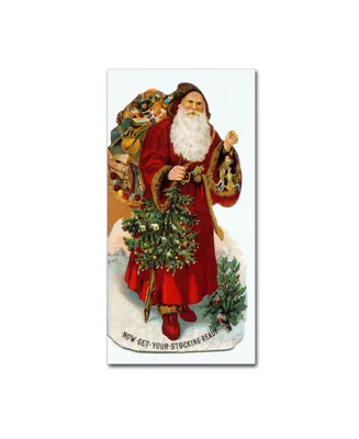 Vintage Apple Collection 'Christmas Stocking Santa' Canvas Art - 16" x 32"