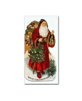 Vintage Apple Collection 'Christmas Stocking Santa' Canvas Art - 16" x 32"