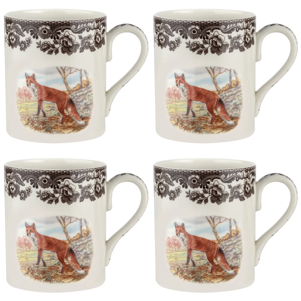 Spode Woodland Red Fox Mugs, Set of 4