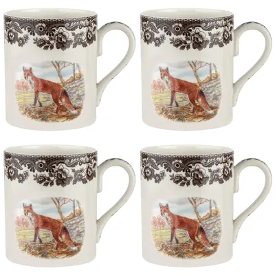 Spode Woodland Red Fox Mugs, Set of 4