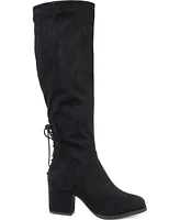 Journee Collection Women's Leeda Wide Calf Lace Up Detail Knee High Boots