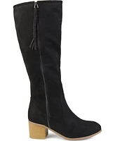 Journee Collection Women's Sanora Stacked Heel Mid Shaft Boots