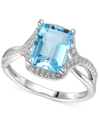 Blue Topaz (2-5/8 ct. t.w.) & Diamond (1/4 ct. t.w.) Statement Ring in 14k White Gold
