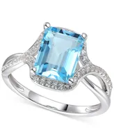 Blue Topaz (2-5/8 ct. t.w.) & Diamond (1/4 ct. t.w.) Statement Ring in 14k White Gold