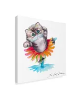 Lucy P. Mctier 'Kitten Ballerina Daisy Flower Dance Persian Cat' Canvas Art - 24" x 24"