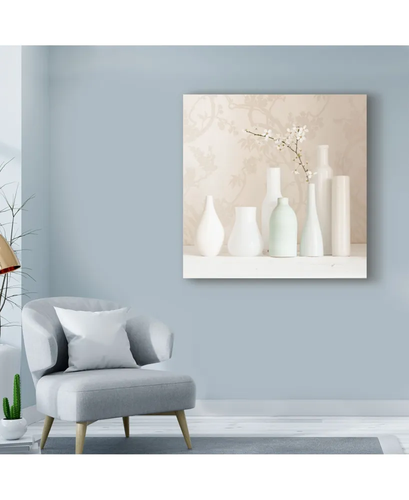 Tom Quartermaine 'Blossom And White Vases Still Life' Canvas Art - 24" x 24"