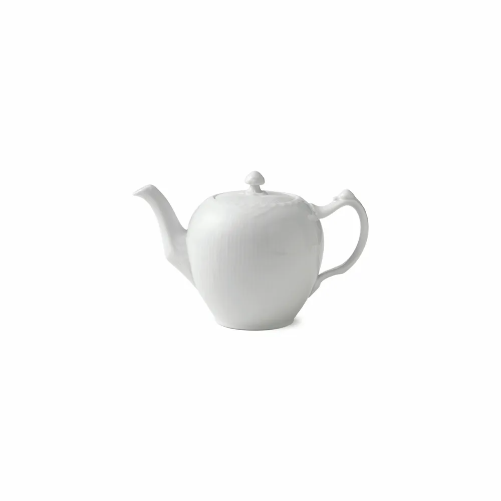 Royal Copenhagen White Fluted Half Lace Tea Pot