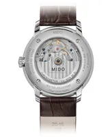 Mido Men's Swiss Automatic Baroncelli Brown Leather Strap Watch 40mm