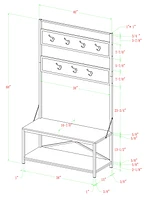 72" Industrial Metal and Wood Hall Tree