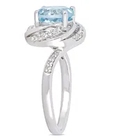 Blue Topaz (2-1/3 ct.t.w.), White (1/8 ct. t.w.) and Diamond Accent Interlaced Swirl Halo Ring Sterling Silver