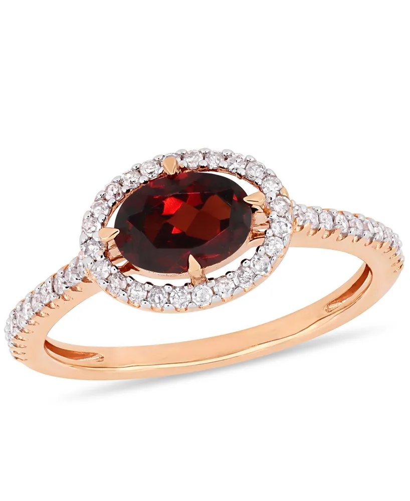 Garnet (1 ct.t.w.) and Diamond (1/4 Halo Ring 10k Rose Gold