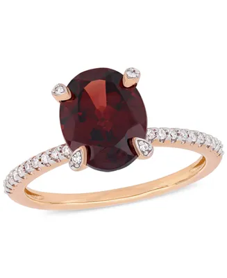 Garnet ( ct.t.w.) and Diamond (1/10 Ring 10k Rose Gold